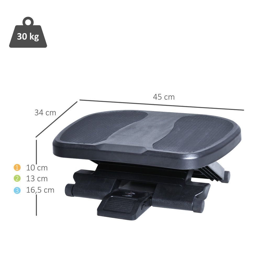0-30° Three-Height Under-Desk Support Footrest - Black