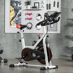 Exercise Bike, 8kg Flywheel Stationary Bike Indoor Cycling Machine with Adjustable Resistance Seat Handlebar, White
