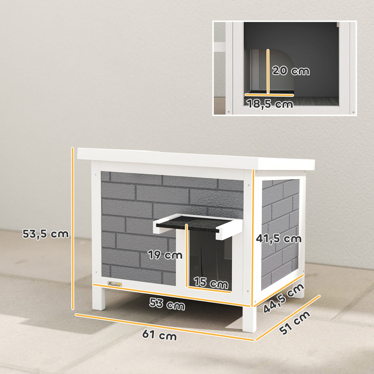 Outdoor Cat House Insulated with Openable Roof, Weatherproof Feral Cat Shelter for Rabbits, Cats, Grey