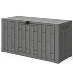 Gartenbox 227 Liter Wasserdicht Abschließbar UV-beständig Auflagenbox mit Holzoptik für Garten 106,5x43x54,5cm Grau