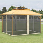 352 x 207cm Universal Replacement Mesh Sidewall Netting for Patio Gazebos and Canopy Tents, (Sidewall Only) Beige