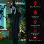 Halloween-Hexe, Halloween-Dekoration, Soundfunktion, mit Bewegungssensor, LED-Lichter, 130 cm x 18 cm x 183 cm