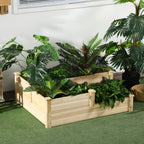 Hochbeet mit 3 Pflanzk?sten, 3-stufiges Design, offenere Boden, 108 cm x 88 cm x 36 cm, Natur