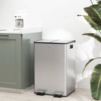 56L Dual Compartment Stainless Steel Bin, with Deodoriser Holders - Silver Tone