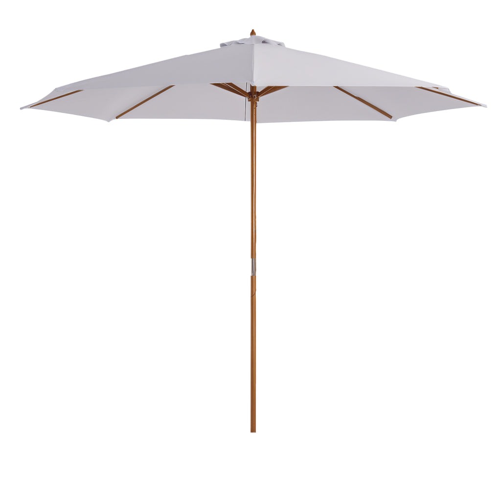 Sonnenschirm ? 300 cm, Sonnenschirm mit UV Schutz Balkonschirm aus Holz Strandschirm stabil Marktschirm Sonnenschutz f¨¹r Strand Terrasse Garten, Wei?