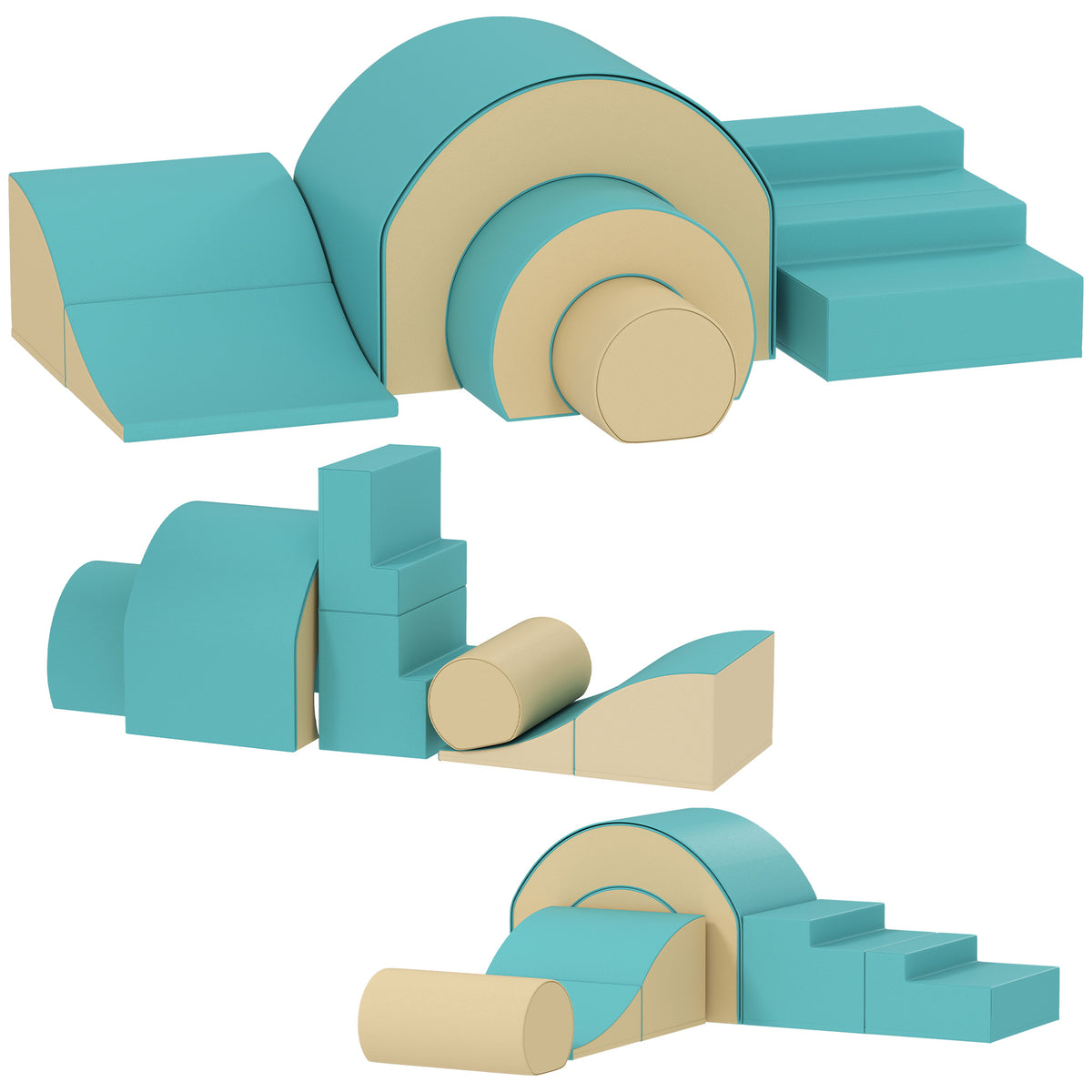 5-teiliges Softbaustein-Set f¨¹r Babys & Kleinkinder, Schaumstoff, Kunstleder, 5 kreative Formen, Indoor-Set zum Klettern, Krabbeln, Spielen, Gr¨¹n