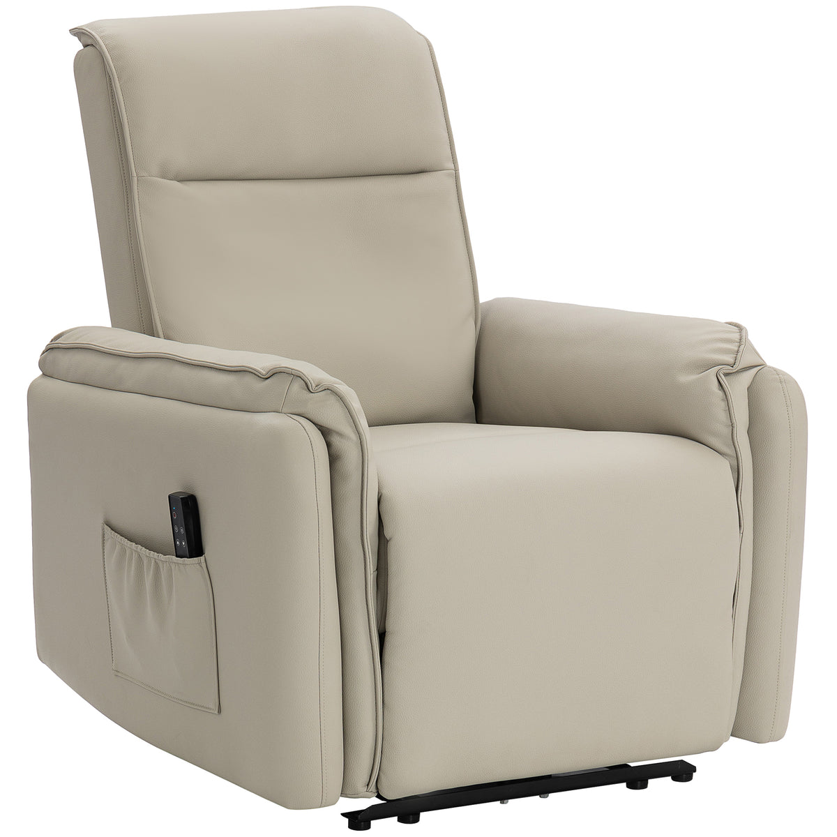 Elektrischer Massagesessel, Kunstlederbezug, Fu?st¨¹tze, Seitentasche, Beige