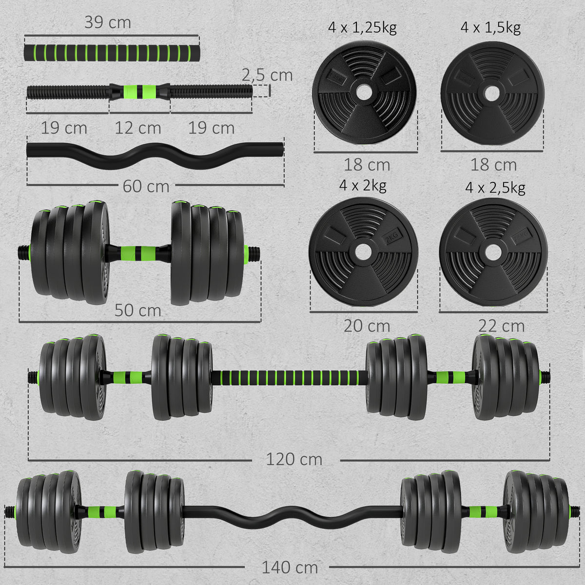 Hantelset verstellbar 30 KG Kurzhantel Set Kurzhanteln Langhanteln Hanteln Set für Krafttraining