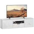 TV-Lowboard, Hochglanz, f¨¹r Fernseher bis 65'', 3 F?cher, Schublade, 160 x 38 x 43 cm, Wei?