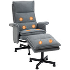 Massage-B¨¹rostuhl mit Fu?hocker, 8 Vibrationsk?pfe, 1 Fernbedienung, 1 Seitentasche, Grau