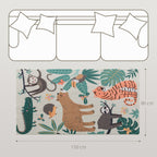 Fleece-Teppich mit Dschungel-Muster, pflegeleicht, Cremewei?+Bunt