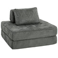 2-in-1 Boneless Cloud Schlafsessel, Klappbares Chenille-Bodensessel mit Dickem Stützkissen, Grau