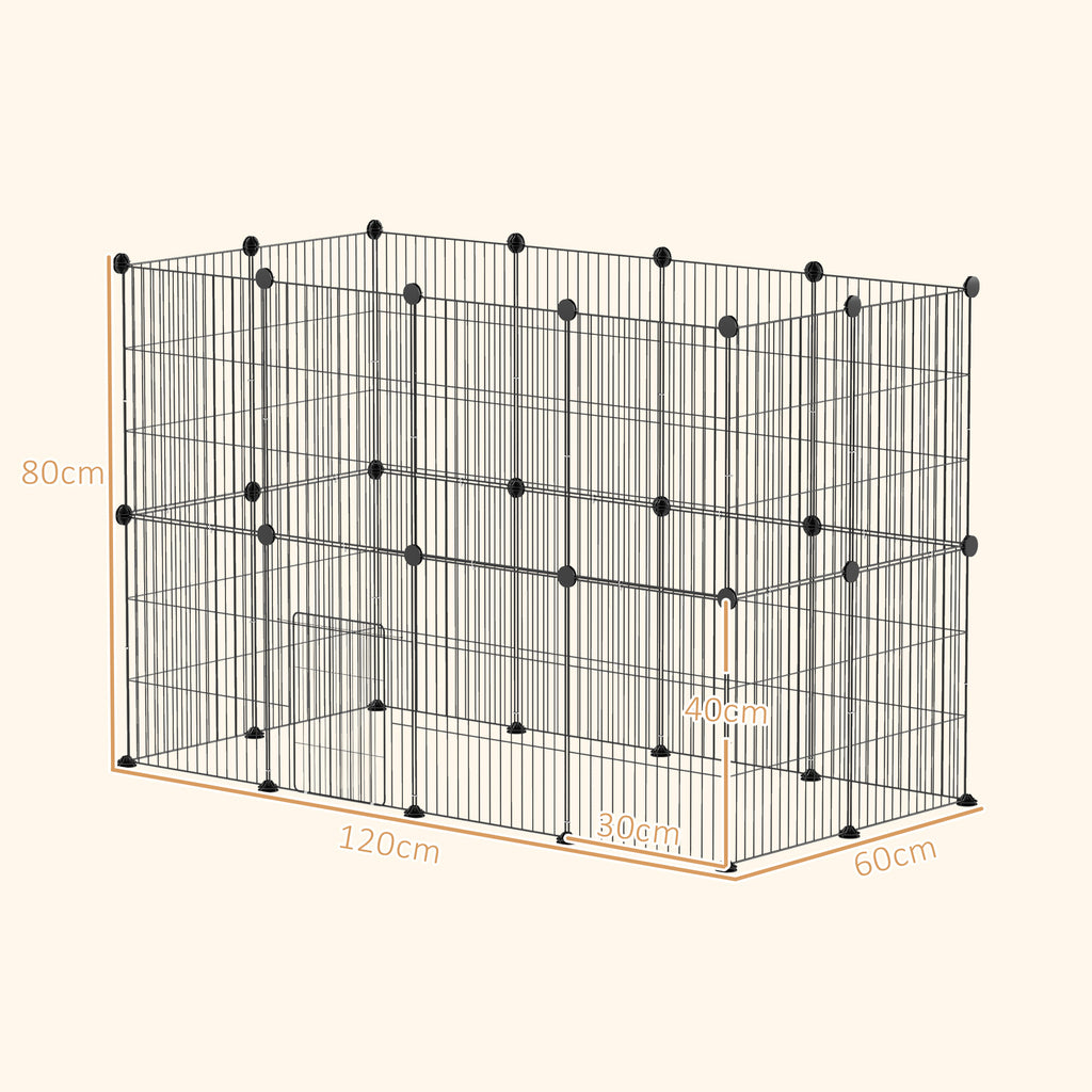 Kleintierkäfig, Außengehege, modulare Bauweise, 0,72 m² Fläche, Stahl, Schwarz