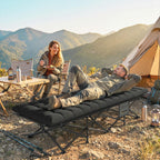 Feldbett faltbar Campingbett mit Tragetasche Campingliege bis 200 kg Indoor, Outdoor, 200 x 80 x 40 cm Schwarz