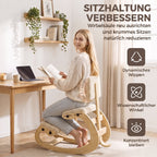 Ergonomischer Kniestuhl mit Rückenlehne, Cord-Optik, Cremeweiß