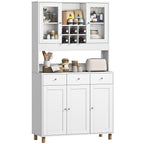 180 cm K¨¹chenschrank, 2 Glast¨¹ren, 3 Schubladen, 4 verstellbare Regale, Esszimmerschrank, Spanplatte, Wei?
