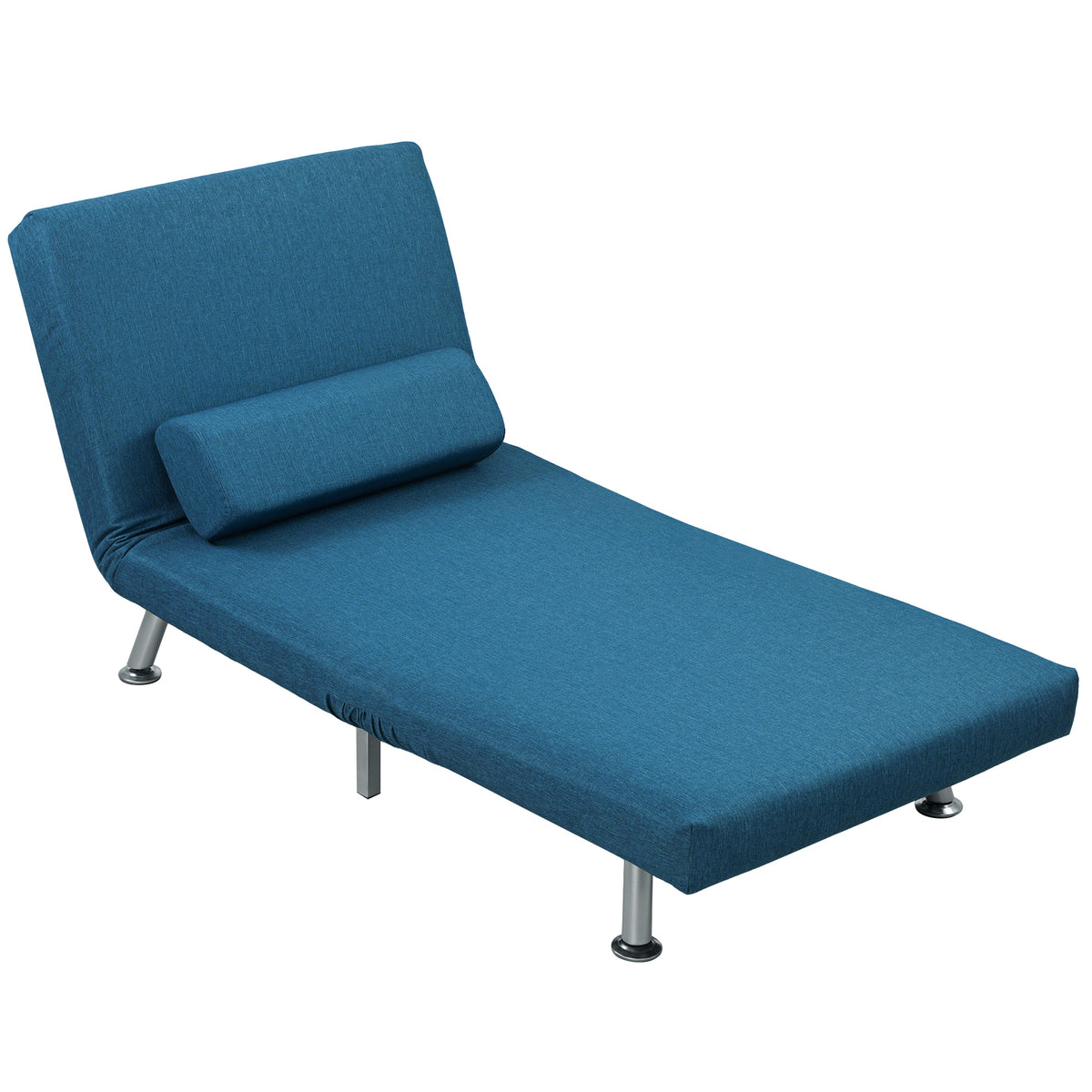 Klappsessel mit Bettfunktion, klappbarer Relaxsessel in Leinenoptik, Verstellbare R¨¹ckenlehne, 75 x 70 x 75 cm, Blau