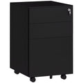 3-Drawer Vertical Filing Cabinet with Pencil Tray, Lock and 5 Wheels, Steel Mobile File Cabinet, for A4, Legal and Letter Size, Pre-Assembled Body, Black
