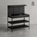 Werkbank mit verstellbaren Regalen, robuste Arbeitsstation mit Lochwand und 2 Schubladen, 122 x 61 x 156 cm, Schwarz