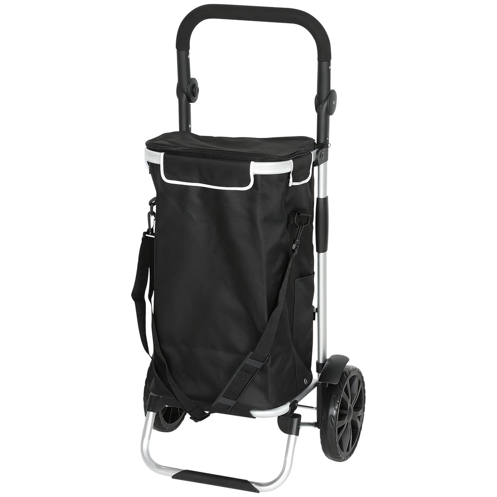 3-in-1 Einkaufstrolley klappbar mit 40L Kapazit?t belastbar Trolley bis 25kg mit K¨¹hlfach Schwarz