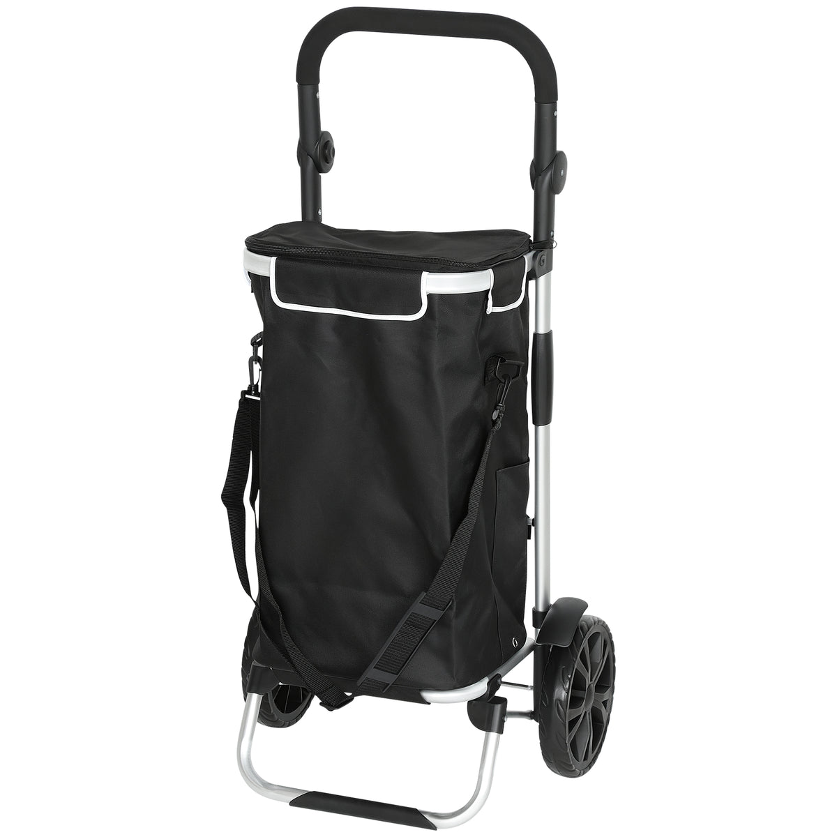 3-in-1 Einkaufstrolley klappbar mit 40L Kapazit?t belastbar Trolley bis 25kg mit K¨¹hlfach Schwarz