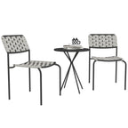 Polyrattan Gartenmöbel Set, Outdoor Lounge Balkonmöbel für 2 Personen, 3-teilig 2 Stühle, Tisch Grau