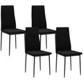 4er-Set Esszimmerstühle, armloses Design, Stoffpolsterung, Metallbeine, Schwarz