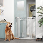 106cm Tall Dog Gate with Cat Door, 7cm and 14cm Extensions, for Stairs, Doorways, 76-104cm Width