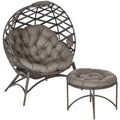 Gartenstuhl-Set, 2-tlg., Hocker/Beistelltisch, gr. Sitzkissen, Stahlrahmen, Farbe: Sand, 118 x 75 x 142 cm