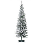 Künstlicher Weihnachtsbaum, 210 cm, beschneite PVC-Zweige, klappbar, Metallständer, Grün/Weiß