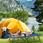 Double Camping Cot Bed, with Bag - Blue