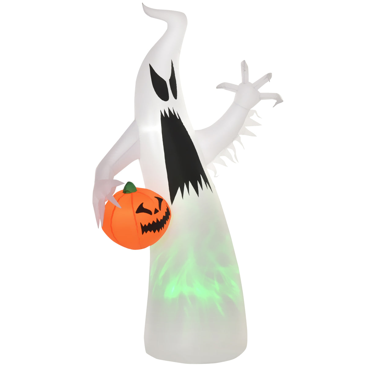 Selbst aufblasendes Spuk Gespenst Geist LED beleuchtet Halloween Dekoration Polyester Weiß 105 x 65 x 180 cm