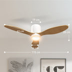 Deckenventilator mit Beleuchtung und Fernbedienung 115 cm Ventilator mit LED Lampe, Umkehrbarer DC Motor, Natur
