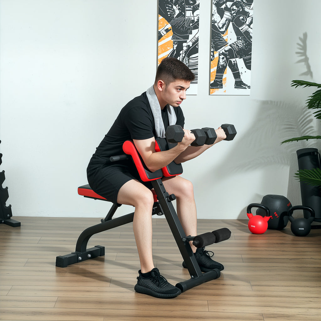 Roman Chair Hyperextension Bank & Hantelbank Klappbar Trainingsbank, Multifunktion Fitnessbank bis 300 kg