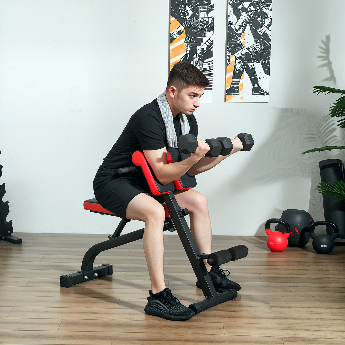Roman Chair Hyperextension Bank & Hantelbank Klappbar Trainingsbank, Multifunktion Fitnessbank bis 300 kg