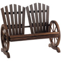 Fir Wood Love Seats with Wheel-Shaped Armrests, Large Load-Bearing Chair, Natural Wood Grain