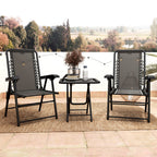 Three-Piece Garden Table and Chair Set - Black