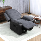 Aufstehsessel mit weichem Cordbezug, Recliner-Sessel mit Fernbedienung und Seitentaschen, Dunkelgrau