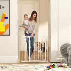 Treppenschutzgitter Absperrgitter ohne Bohren mit automatische Schließung für Kinder Küche Treppe 76-88 x 76 cm Weiß