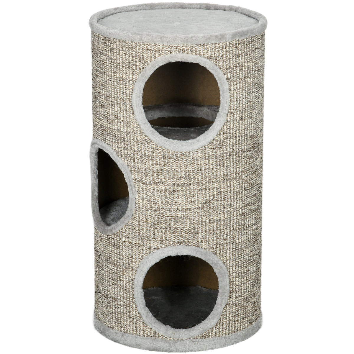 Cat Climbing Frame, Covered with Sisal, Cosy Platform - Light Grey
