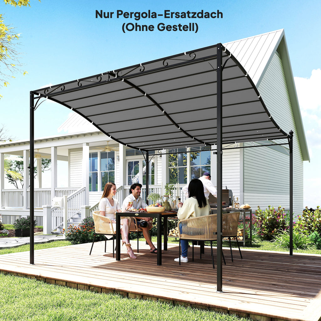 Ersatzdach für Pergola Sonnensegel für Terrassenüberdachung Ersatz-Dachplane für 3 x 3 m Pavillon 298x293 cm Dunkelgrau