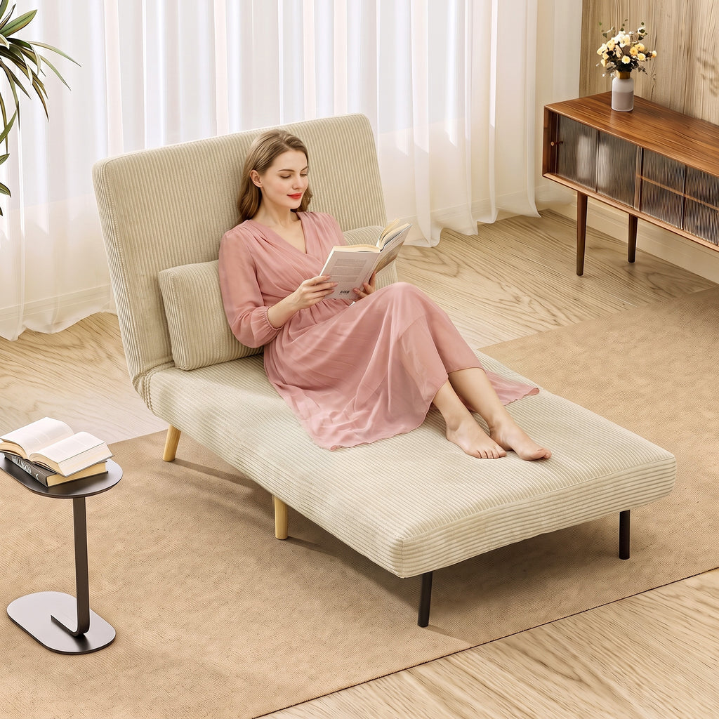 Schlafsessel 3 in 1 Schlafsofa mit Bettfunktion, 90x190cm Beige