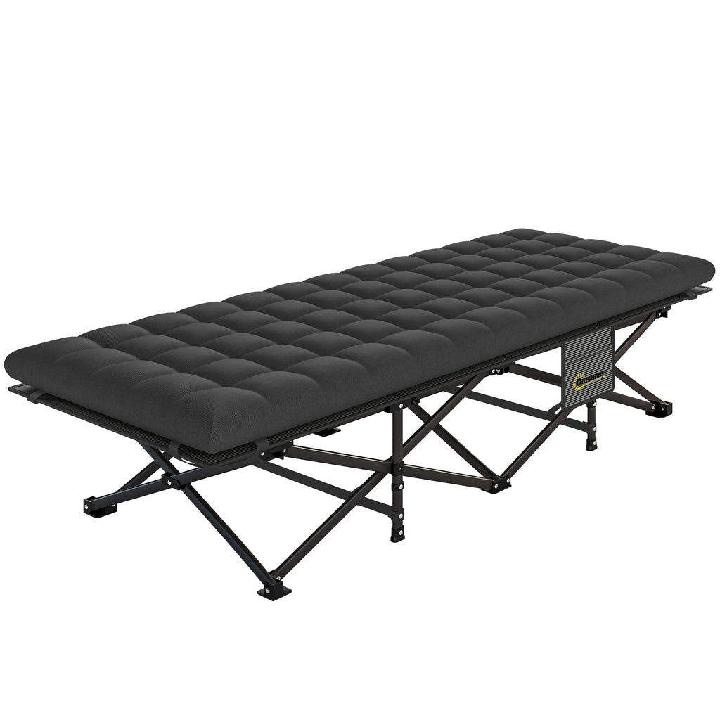 Feldbett faltbar Campingbett mit Tragetasche Campingliege bis 200 kg Indoor, Outdoor, 200 x 80 x 40 cm Schwarz