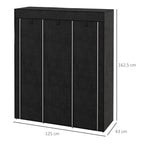 Fabric Wardrobe, with Rails and Shelves - Black
