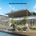 Retractable Pergola Cover, 2.55 x 2.5 m Replacement Canopy Fabric for 3 x 3 m Frame, Roof Top Only, Light Grey