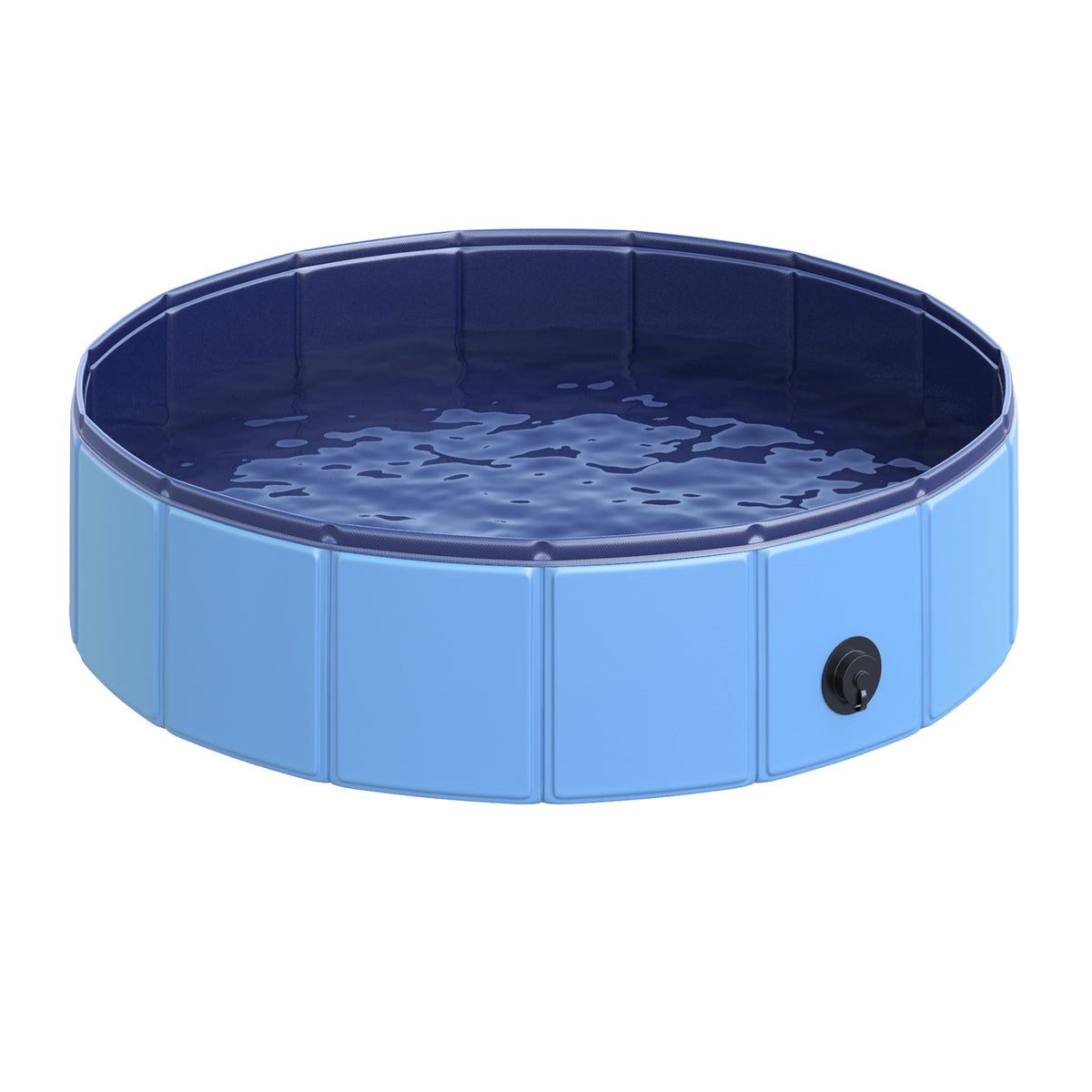  Dog Padding Pool, Foldable Dog Pool, Leakproof & Hard Plastic, Portable Pet Bathtub with Non-Slip Base & Drainage Hole, for Indoors, Outdoors, Garden, Patio, 80 x 20 cm, Blue