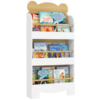 Bücherregal für Kinder Kinderregal mit 3 Ablagen Aufbewahrungsregal aus Holz 55x15x110cm Naturholz