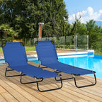 Set of Two Metal Frame Folding Sun Loungers - Blue