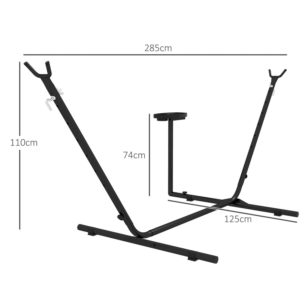 Hängemattengestell, für Hängematten bis 280 cm, Stahl, 285L x 125B x 110H cm, Schwarz