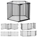5 Panels Pet Playpen Metal Fence w/ Walk Through Door - Black